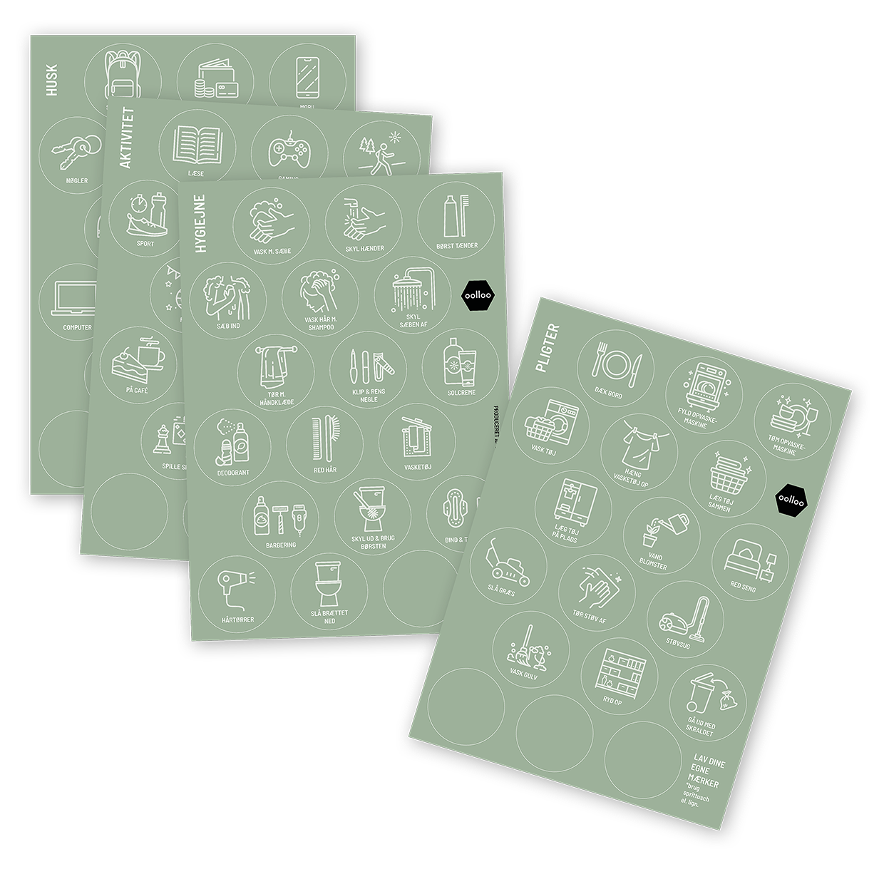 Sæt m. 4 ark – 'Magic Sticker' piktogrammer